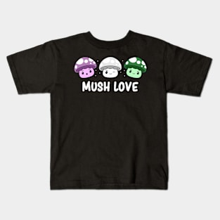 Genderqueer Pride Flag Month Cute Mushroom Kawaii Fungi Kids T-Shirt